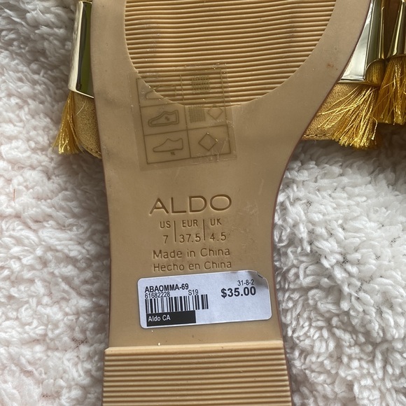 Aldo yellow gold slip ons sandals women’s size 7 - Picture 4 of 8